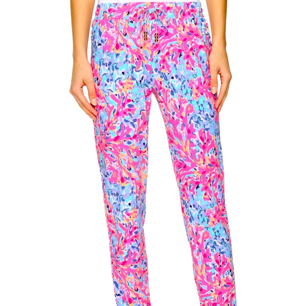 Lilly Pulitzer Pants Size Small Lola Coco Coral Crab Pull on Pants Comfy